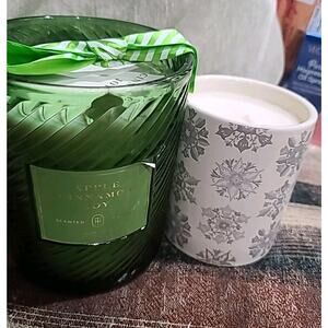 Apple Cinnamon Joy And Fireside Glow Glass Jar Candle, pack of 2 Candles